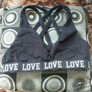 Black laced non padded sports bra